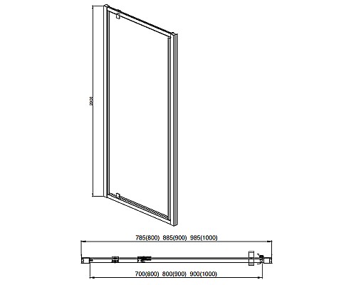 Душевая дверь Aquatek 90 AQ ARI PI 09020BL профиль Черный стекло прозрачное