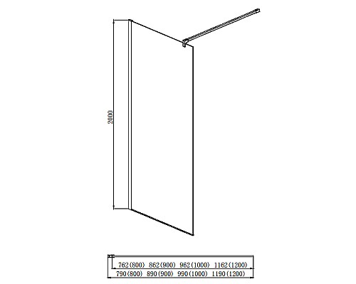 Душевая перегородка Aquatek 90 AQ WIW 09020BL профиль Черный стекло прозрачное