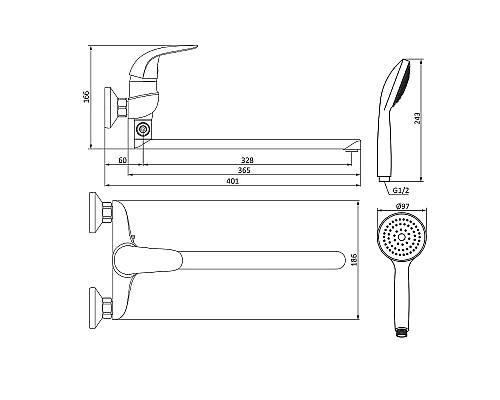 Смеситель для ванны Damixa Eclipse 319500001 универсальный Хром