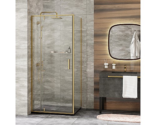 Душевая стенка WasserKRAFT Aisch 100 55P10-RP100 профиль Золото матовое стекло прозрачное