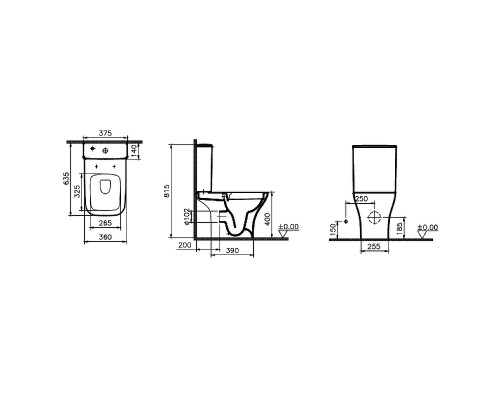 Унитаз компакт Vitra Polar Open-Back с бачком и сиденьем Микролифт