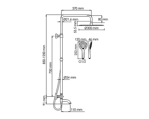Душевая система WasserKRAFT A188.161.155.WM Thermo с термостатом Белый матовый