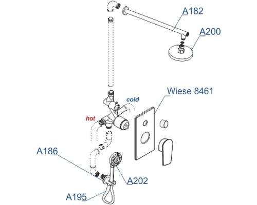 Душевая система WasserKRAFT A84202 Оружейная сталь