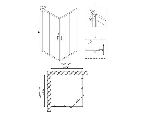 Душевой уголок Niagara Nova 80х80 NG-6688-08 профиль Хром стекло прозрачное