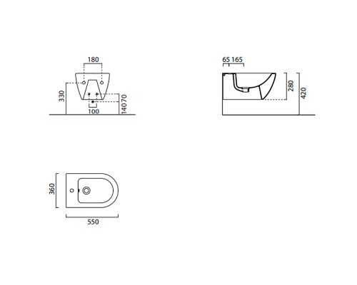 Биде GSI Pura 8865126 подвесное Ardesia opaco