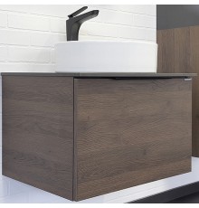 Тумба с раковиной Comforty Портленд 60 00-00013791 подвесная Дуб шоколадно-коричневый Калакатта Блэк