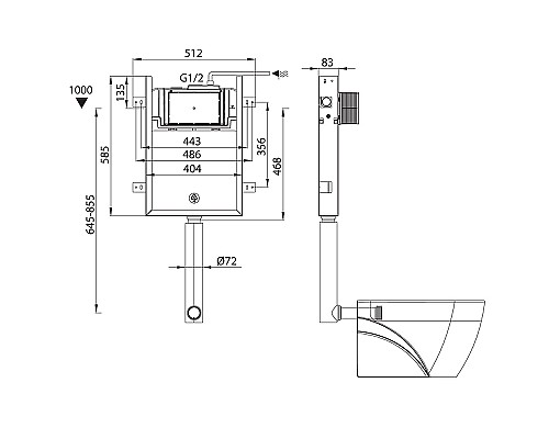 Смывной бачок Iddis Optima Home OPH0MBCi32K скрытого монтажа с Черной клавишей смыва