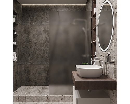 Душевая перегородка STWORKI Берген 100 MV-BE-100-CR-M профиль Хром глянцевый стекло матовое