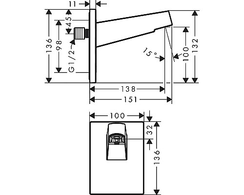 Кронштейн для верхнего душа Hansgrohe Pulsify 24149000 Хром