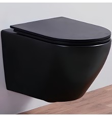 Унитаз CeramaLux подвесной Черный матовый с сиденьем Микролифт