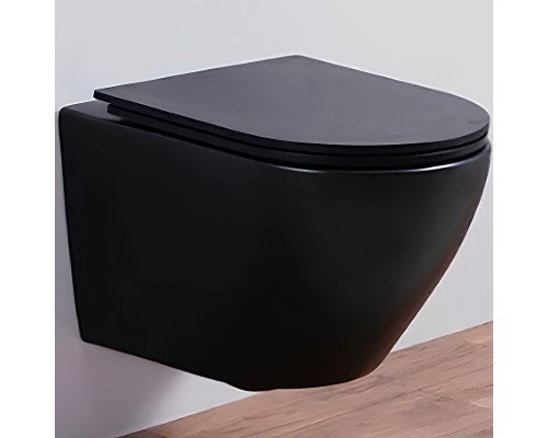 Унитаз CeramaLux 5177MB подвесной Черный матовый с сиденьем Микролифт