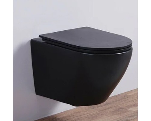Унитаз CeramaLux 5177MB подвесной Черный матовый с сиденьем Микролифт