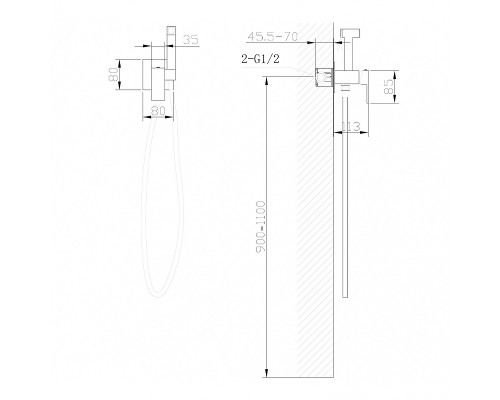 Гигиенический душ со смесителем Abber Daheim AF8226G Золото матовое