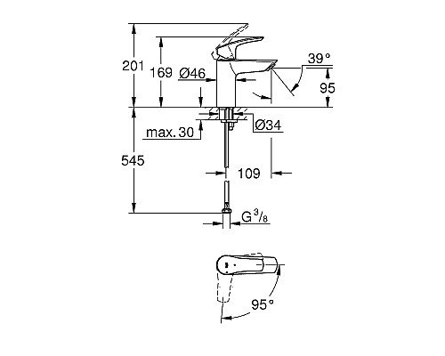 Смеситель для раковины Grohe Eurosmart 32154003 Хром