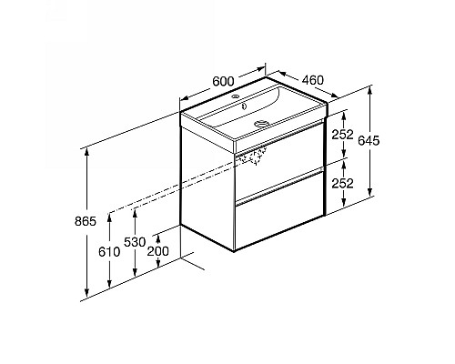 Тумба под раковину Roca Ona 60 A857613511 подвесная Темный вяз