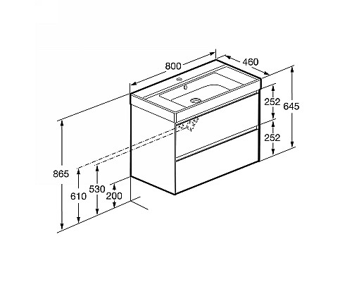 Тумба под раковину Roca Ona 80 A857630513 подвесная Зеленая матовая