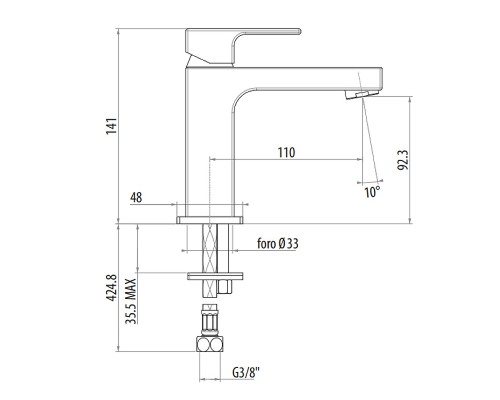 Смеситель для раковины Gattoni Kubik 2582/25NO Черный матовый