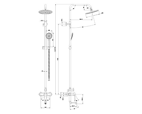 Душевая система Olive's Barros 22511-1BRB Черная матовая