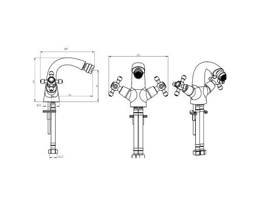Смеситель для биде Boheme Royal Cristal 316-Royal/CRST black Бронза