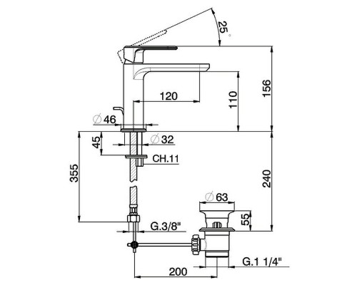 Смеситель для раковины Cisal LineaViva LV00051021 Хром