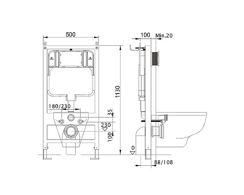 Комплект унитаза с инсталляцией Aquatek Set Aquatek Вега cmp-016 с сиденьем Микролифт и клавишей смыва Хром