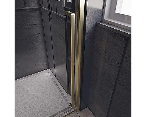 Душевая дверь Veconi Premium Trento PTD-30G 130 PTD30-G-130-01-C4 профиль Брашированное золото стекло прозрачное