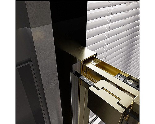 Душевая дверь Veconi Premium Trento PTD-30G 130 PTD30-G-130-01-C4 профиль Брашированное золото стекло прозрачное