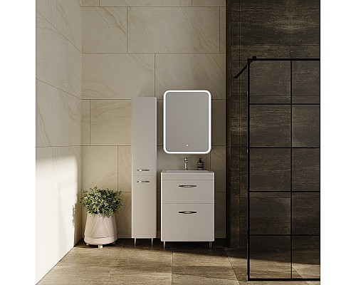 Зеркальный шкаф Style Line Каре 55 L СС-00002373 с подсветкой Белый