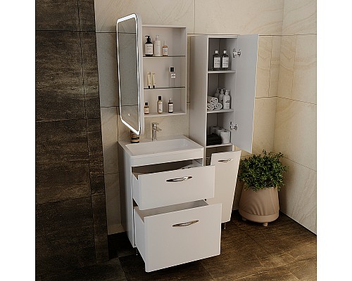 Зеркальный шкаф Style Line Каре 55 L СС-00002373 с подсветкой Белый