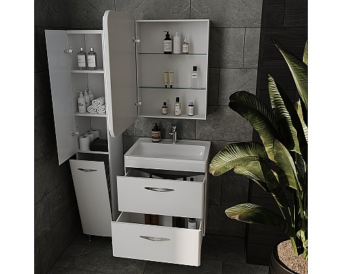 Зеркальный шкаф Style Line Каре 55 L СС-00002373 с подсветкой Белый