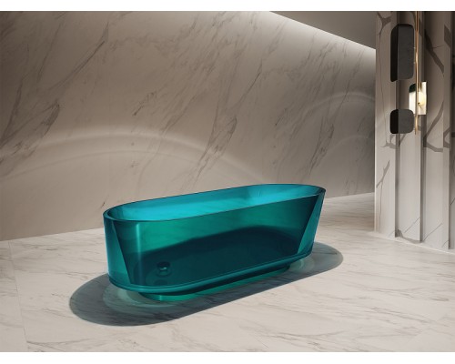 Ванна из полиэфирной смолы Abber Kristall 170х80 AT9706Aquamarin Бирюзовая без гидромассажа