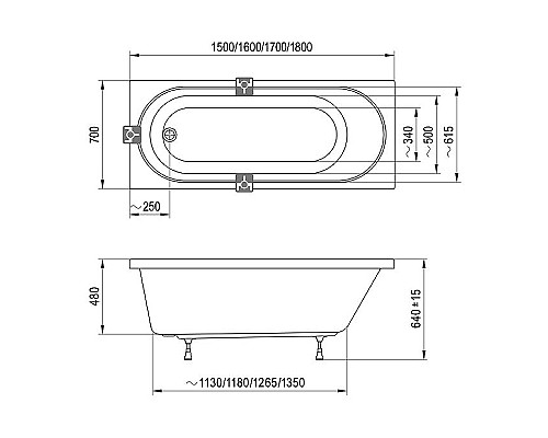 Акриловая ванна Ravak Sonata II 180x70 C636R00000 без гидромассажа