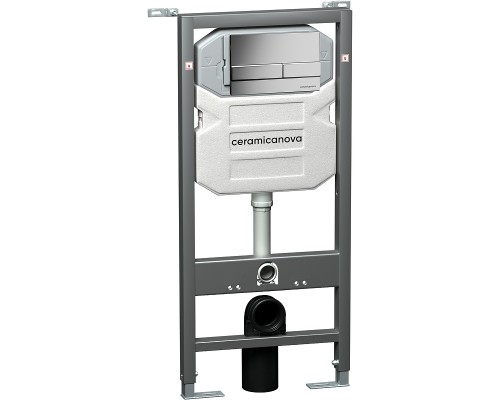 Комплект унитаза с инсталляцией Ceramicanova Metropol CN4002MB_1002M_1000 с сиденьем Микролифт и клавишей смыва Хром матовый