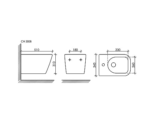 Биде Ceramicanova Metric CN3008MB подвесное Черное матовое Биде Ceramicanova Metric CN3008MB подвесное Черное матовое