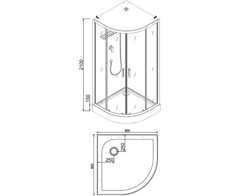 Душевая кабина Esbano ESE-80CR 80x80 ESKE80CR без гидромассажа