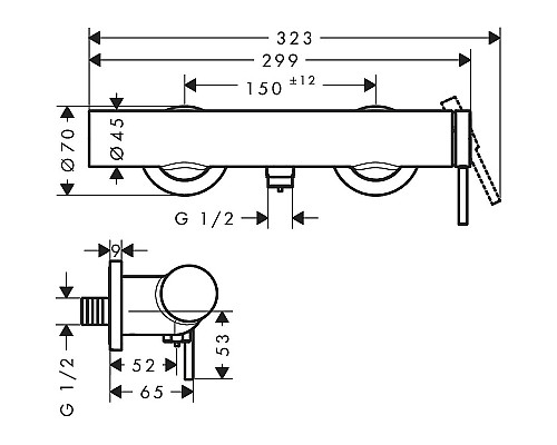 Смеситель для душа Hansgrohe Tecturis S 73622000 Хром