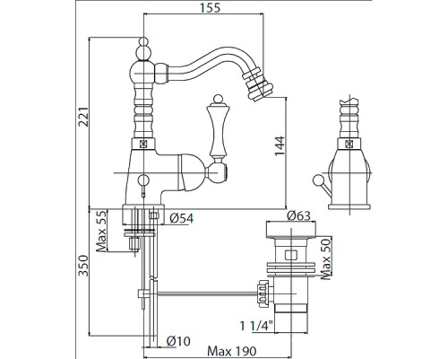 Смеситель для биде Cezares Margot MARGOT-BSM2-BIO Белый матовый