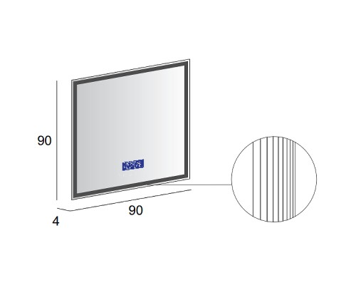 Зеркало Cezares 90 45063 с подсветкой с сенсорным выключателем Touch System, с подогревом, с радио и датчиком температуры