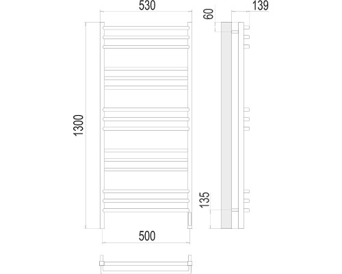 Электрический полотенцесушитель Terminus Соренто П15 500х1300 4670078531483 Хром