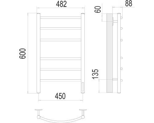 Электрический полотенцесушитель Terminus Классик П6 450х600 КС 4670078542984 Черный муар
