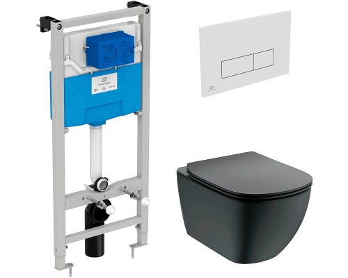 Комплект унитаза с инсталляцией Ideal Standard Tesi Aqua Blade с сиденьем Микролифт и Белой клавишей смыва