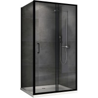 Душевой уголок Abber Schwarzer Diamant 130x50 профиль Черный стекло прозрачное