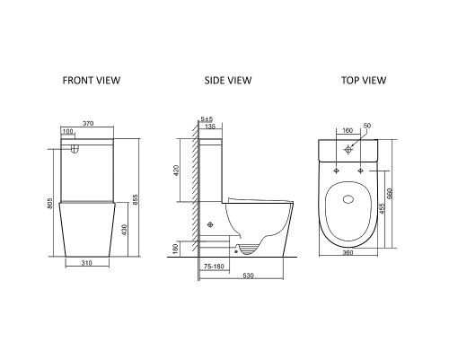 Унитаз компакт SantiLine SL-5026 Белый с бачком и сиденьем Микролифт