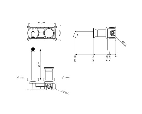 Смеситель для раковины Teska Arte E5508 Черный матовый