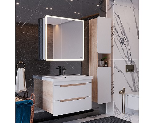 Шкаф пенал Lemark Olivia 35 LM08OL35P подвесной Белый глянец Дуб Кантри Шкаф пенал Lemark Olivia 35 LM08OL35P подвесной Белый глянец Дуб Кантри
