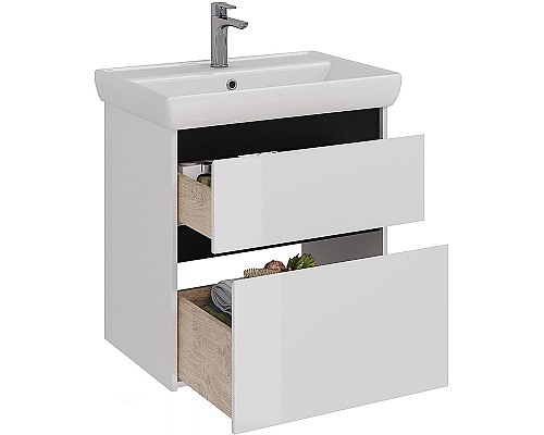 Тумба под раковину Lemark Combi 70 LM03C70T-black подвесная Белый глянец