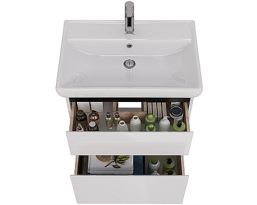 Тумба под раковину Lemark Combi 70 LM03C70T-black подвесная Белый глянец