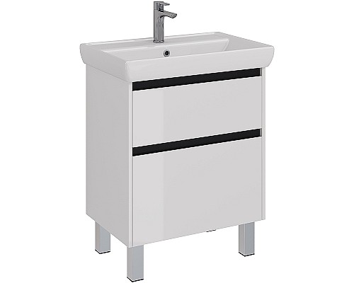 Тумба под раковину Lemark Combi 70 LM03C70T-black подвесная Белый глянец