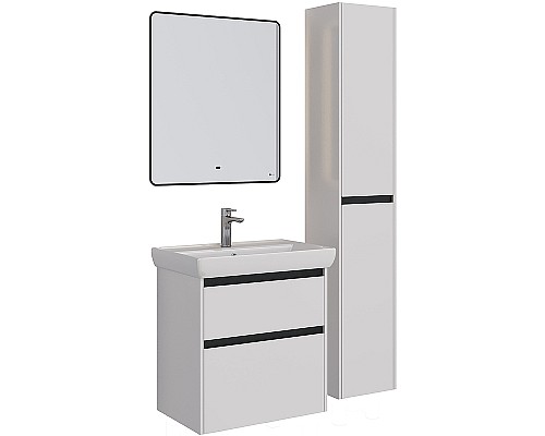 Тумба под раковину Lemark Combi 70 LM03C70T-black подвесная Белый глянец