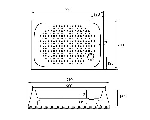 Акриловый поддон для душа RGW Acrylic LUX/TN 90x70 16180279-21 Белый